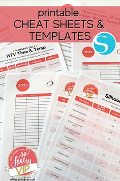 the printable cheat sheets and templates are on top of each other