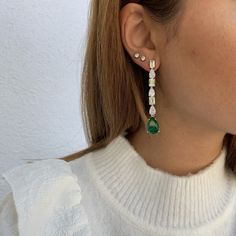 New in! Beautiful drop earrings made from lab made pear shaped emeralds with pear shaped & emerald cut cz diamonds Green Pear-shaped Teardrop Earrings, Diamonds Earrings, Emerald Earrings, Cz Diamond, Sterling Earrings, Emerald Cut, Pear Shaped, Sterling Silver Earrings, Diamond Earrings