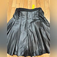 Pleather Pleated Skirt New With Tags Leather Skirt Pleated, Leather Pleated Skirt For Night Out, Spring Black Leather Skirt, Black Leather Skirt With Lining, Black Leather Lined Skirt, Pleated Short Leather Skirt, Fitted Leather Pleated Skirt, Black Leather Pleated Skirt, A-line Accordion Pleated Skirt