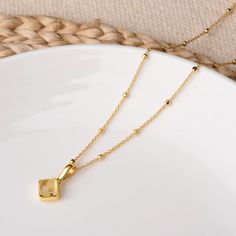 Immerse in the natural beauty and healing power of our Citrine Gem November Birthstone Necklace. This necklace not only looks great but is believed to have some amazing healing properties too. The 18" gold plated eco-silver satellite chain complements the gemstone perfectly, providing a delicate yet modern necklace chain. A birthstone card is included for the recipient. Citrine: abundance | success | motivation We want your jewellery to stay in great condition so you can enjoy it for years to co November Birthstone Necklace, Modern Necklace, Necklace Birthstone, Citrine Necklace, Diamond Jewelry Necklace, Zodiac Jewelry, Success Motivation, Healing Power, November Birthstone