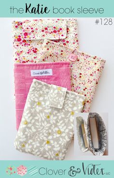 the cover and wallet pattern is shown in three different colors, with text overlaying it