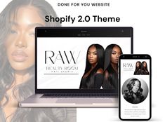 a laptop, phone and tablet with the word shopify 2 0 theme