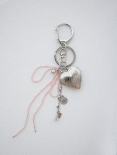 Composition : Crystal, Pearl(Swarovski), Surgical, BrassCountry of Origin : KOREA Metal Keychain With Key Leash For Gift, Elegant Keychain With Key Leash As Gift, Silver Metal Keychain As Gift, Silver Metal Keychain For Gift, Silver Metal Keychains As Gifts, Silver Keychain For Gift, Keyring Ideas, Diy Bag Charm, Bracelet Keychains