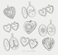 heart shaped lockes with names and pictures on them