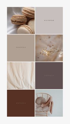 a collage of photos with different colors and textures, including brown, beige, and white