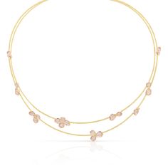 Layers of Unity Wire connects yellow and rose gold petals of Forget Me Not florals as they come into bloom. Wire Hoop Earrings, Editorial Articles, Floral Collection, Wire Necklace, Diamonds And Gold, Wire Bracelet, Wild Child, All That Glitters, Forget Me Not