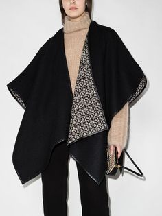 Ferragamo Gancini Wool Cape - Farfetch Wool Cape, Wardrobe Edit, Yoko London, Boots Fall, Exclusive Fashion, Lady Dior, Black Wool, Salvatore Ferragamo, Jacket Tops