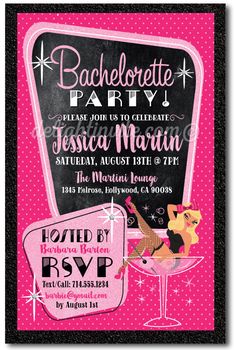 Pink and Black Pin-Up Girl Bachelorette Party Invitations, retro bachelorette invites 40th Birthday Party Invitations, 40th Birthday For Women, 40th Bday Ideas, School Function, Rockabilly Party, Bday Party Invitations, Pink Ideas, New Birthday Cake, 40th Birthday Party Invites