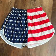 American Flag Athletic Shorts. Size Xl. Would Fit Smaller Size Too Because Of Elastic Waist. Unlined So Perfect For Summer. Casual Beach Shorts With Flag Print, Casual Flag Print Bottoms For Beach, Casual Bottoms With Flag Print For Beach, Casual Beach Bottoms With Flag Print, Casual Shorts For 4th Of July Beach, Casual Beach Shorts For 4th Of July, Casual Beach Bottoms For 4th Of July, Beach Shorts With Flag Print, Summer Vacation Flag Print Bottoms