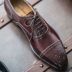 Classic Handmade Men Genuine Leather Burgundy Oxford Dress Shoes on Storenvy Business Oxfords With Stitched Sole And Closed Toe, Business Oxfords With Closed Toe And Stitched Sole, Brown Closed Toe Oxfords For Galas, Formal Oxfords With Stitched Sole, Office Dress Shoes With Cap Toe And Stitched Sole, Cap Toe Dress Shoes With Stitched Sole For Office, Business Casual Brogue Oxfords, Cap Toe Oxfords With Stitched Sole For Galas, Cap Toe Oxfords For Galas With Stitched Sole