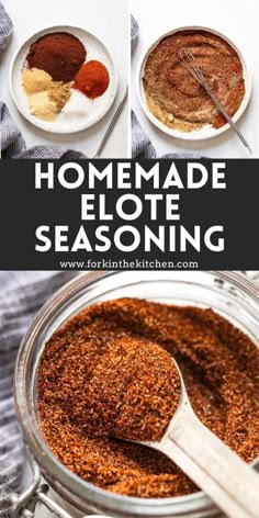 homemade elotee seasoning recipe in a jar with spoons