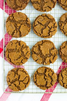 chocolate cookies cooling on a wire rack