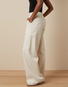 AE Dreamy Drape Stretch High-Waisted Trouser High-waisted Cotton Chinos For Work, Straight Leg Work Pants For Spring Office Wear, Straight Leg Work Pants For Office In Spring, Chic High-waisted Pants For Elevated Casual Occasions, Relaxed Fit Wide Leg Workwear Bottoms, Wide Leg Relaxed Fit Bottoms For Work, Chic Tailored Cotton Pants, Chic Elevated Casual High-waisted Pants, Cotton Tapered Leg Work Pants