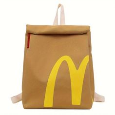 Classic Mcdonald's Backpack Funny Retro Paper Bag Large Capacity Backpack Cute Creative Shoulder Crossbody Bag Casual Canvas Backpack Notebook Bag Retro Paper, Nostalgic Design, Aesthetic Backpack, Backpack Cute, Notebook Bag, Large Capacity Backpack, Computer Backpack, Bag Aesthetic, Bags Aesthetic