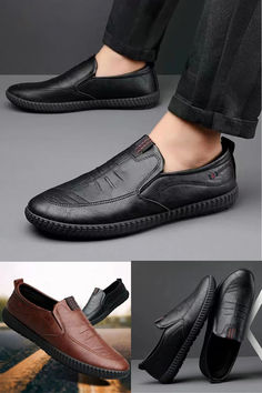 The shoes feature a round toe and a low profile for a comfortable fit. Casual Leather Shoes, Professional Look, Classic Silhouette, Put On, 20 Years, Low Profile, Business Casual, Leather Shoes, Men's Shoes