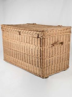 an empty wicker box on a white background