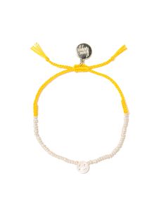 Introducing the Pearly Beach Bracelet! With delicate teeny tiny pearls, this playful bracelet has an adjustable drawstring closure for the perfect fit. The perfect accessory for a day at the beach, or wherever your adventurous spirit takes you! 6" Adjustable yellow threadwork Drawstring closure (extendable up to 8") Silver plated brass hardware Freshwater pearls Mother of pearl charm Handmade in New York City and Puerto Rico. Due to the handmade nature of our products, some charms may vary in co Beachy Bracelets, Beach Bracelet, Beach Bracelets, Beach Necklaces, A Day At The Beach, Hair Rings, Day At The Beach, Pearl Charms, Brass Hardware