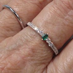 Dainty Sterling Silver Emerald Ring With Sparkling Simulated Diamonds. Well Made And So Adorable. The Tiny Emerald Measures 4mm Long, Surrounded By The Sparkle Of Tiny Cz's. Various Sizes Available In The Dropdown. Stamped 925. This Listing Is For One Of These Rings, Other Items Are Display. Ref: Ws-B4 Silver Rings With Emeralds, Silver And Emerald Jewelry, Emerald Wedding Rings Silver, Emerald Ring Silver, Emerald Engagement Ring Set, Class Rings, Luxury Wedding Rings, Blue Sapphire Diamond Ring, Silver Emerald Ring