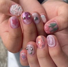 Korean Kitsch Nails, Makeup Nails Art, Basic Nails, Nails Only, Nail Studio, Glam Nails