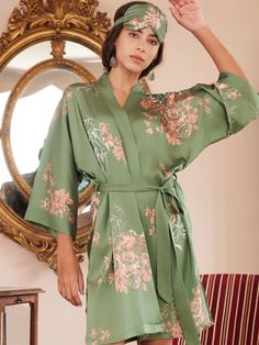 A luxury Asian inspired floral eye mask makes your sleep time elegant and joyful. Explore Ulivary's kimono robes and other accessories to get a complete collection of the same pattern. - Cover Fabric: High-quality polyester Charmeuse, silky comfort and hand-painted art prints.- Filling: Chemical fiber cotton filling- Washable: Machine washable or hand wash in cold water. - Adjustable Strap Circumference: Fits for most people. Exquisite gift boxes packaging, a best sweet gift for birthdays, anniv Elegant Spring Sleepwear With Kimono Sleeves, Elegant Sleepwear With Kimono Sleeves For Spring, Elegant Spring Kimono For Sleep, Elegant Spring Home Robe, Elegant Spring Kimono For Home, Elegant Summer Sleep Kimono, Spring Sleep Robe With Kimono Sleeves, Silk Kimono With Floral Print For Loungewear, Elegant Green Sleepwear