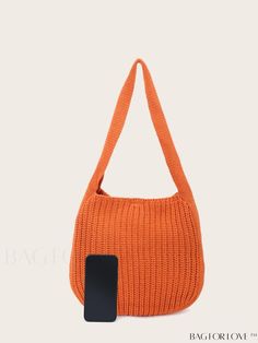 BagForLove - Stylish Crochet Bag - Perfect for Your Vacation Getaway Casual Crochet Tote Bag For Mobile Phone, Knitted Rectangular Shoulder Bag For Daily Use, Everyday Knitted Rectangular Bag, Daily Use Knitted Rectangular Shoulder Bag, Rectangular Knitted Shoulder Bag For Everyday Use, Casual Knitted Pouch Bag, Casual Orange Tote Bucket Bag, Casual Orange Handheld Shoulder Bag, Crochet Satchel Mobile Phone Bag For Shopping