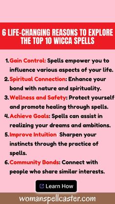 Unlock the power of Wicca with our top 10 spells guaranteed to bring love, protection, and success into your life! Whether you're a beginner or a skeptic, these simple, effective, and powerful spells work instantly to transform your dreams into reality. Learn how to craft magical spells with easy-to-find ingredients and step-by-step instructions. Don’t miss out on achieving your desires—explore these beginner-friendly spells today and witness the magic unfold. Click to learn more and start your journey to a magical life now! #WiccaMagic #SpellCasting101 #InstantMagic 🌈✨ Spells For Success, Health Spell, Money Spells Magic, Wicca Spells, Magical Spells, Spell Magic, Powerful Spells, Prosperity Spell, Money Spell