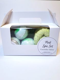 Treat that special person to the perfect pedicure day with our Pedi Spa Set! This set has everything you need for a fun, relaxing pedicure day at home! This set includes two pedi-bombs(just drop one in your foot bath!) a 1oz body butter, a pumice stone, and a pair of cozy socks! It makes the perfect gift for any occasion, or you can even treat yourself! (Sock colors/types vary.) Perfect Pedicure, Cucumber Melon, Spa Set, Pumice Stone, Foot Bath, Cozy Socks, Special Person, Body Butter, Treat Yourself