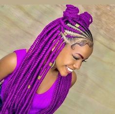 Ponytail Braided, Feed In Braids Ponytail, Braids Inspiration, Protective Hairstyles For Natural Hair, Purple Handbags