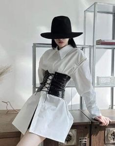 Corset Korean Outfit, Matching Corset And Skirt, Jacket On Waist, Elegante Casual, Pinafore Dress, Kpop Fashion Outfits, Girls Fashion Clothes, Fancy Outfits, Teenage Fashion Outfits