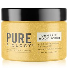 Pure Biology Exfoliating Body Scrub for Men and Women | Turmeric Scrub and Sea Salt Scrub Body Exfoliator with Collagen and Coconut Oil | Hydrating Face Scrub Foot Scrub and Dead Skin Remover for Body Care Body Exfoliating Scrub - Upgrade your skin care routine with our cleansing skin exfoliator for body care with natural jojoba primrose and sunflower oil that deeply cleanses and nourishes your skin Hydrating Body Polish - Enhance your skin care routine with our body scrubs for women exfoliation with a dead skin remover that purifies your skin leaving you with softer smoothing looking skin Full Body Exfoliator - Try our face exfoliator foot exfoliating scrub and full body scrub exfoliator for legs thighs and butt to minimize the appearance of cellulite with its hydrating botanical oils Lig Bump Eraser, Acne Scrub, Turmeric Scrub, Body Exfoliating, Coconut Oil Beauty, Best Body Scrub, Natural Body Scrub, Sea Salt Scrubs, Exfoliating Face Scrub