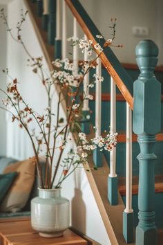 Explore unique rustic stair railing ideas to bring farmhouse charm to your home. This pin showcases attractive designs using reclaimed wood and metal accents, perfect for cozy interiors.