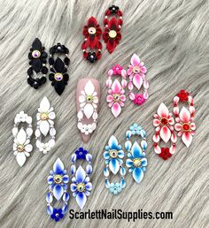 4pcs/ Bag Pre-made 3D Acrylic Nail Flowers Acrylic Nail Flowers, Nail Flowers, 3d Acrylic Nails, San Jose Ca, Nail Decorations, Flower Nails, Fake Nails, San Jose, Acrylic Nails