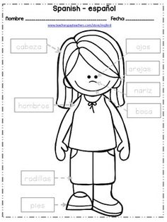 spanish worksheet with the words and pictures for children to use in their language