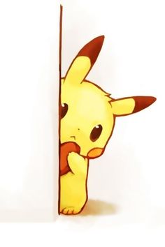 a drawing of a pikachu leaning against a pole