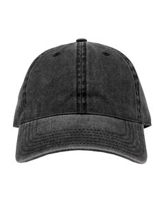 Pigment-Dyed Cap - BLACK - ADJUSTABLE | The Game Men's Pigment-Dyed Cap in Black Size Adjustable | Cotton Black Distressed Hat With Curved Brim, Basic Black Cotton Hat, Black Distressed Dad Hat One Size, Black Distressed Adjustable Hat, Adjustable Distressed Black Dad Hat, Black Adjustable Distressed Hat, Casual Washed Black Baseball Cap With Curved Bill, Black Distressed Dad Hat Baseball Cap, Distressed Black Dad Hat Baseball Cap