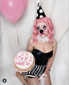 Pink Themed Photoshoot, Clown Theme, Clown Costume Women, Cute Clown Makeup, Venus Palette, Birthday Clown, Clown Halloween Costumes, Clown Girl, Female Clown