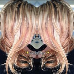 Rose gold blonde #Regrann from @fanola_usa - • Blonde • @p… | Flickr Rose Gold Blonde, Rose Gold Highlights, Balayage Blond, Gold Blonde, Gold Highlights, Rose Gold Hair, Long Blonde, Hair Painting