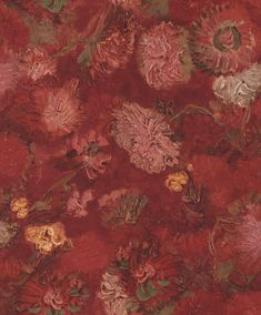 Chinese Asters - Red Wallpaper Vinyl Wall Covering, Museum Logo, Oil Paint Brushes, Red Vans, Wallpaper For Sale, Van Gogh Museum, Floral Branch, Plant Wallpaper, York Wallcoverings