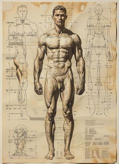 a drawing of a man's body and muscles