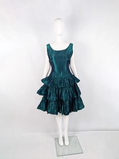 Vintage 50s Party Dress Teal Green Taffeta 1950s Dress - Etsy Mint Green Tulle 1950 Dress, Vintage Pleated Dress For Party, Pleated Vintage Dress For Party, Vintage Full Skirt Dress With Ruffles, 1950s Formal Ruffled Dress, 1950s Style Ruffled Formal Dresses, 1950s Style Formal Ruffled Dresses, 1950s Ruffled Vintage Dress, 1950s Vintage Dress With Ruffles