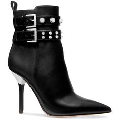 Amal Ankle Bootie Womens Leather Pointed Toe Ankle Boots1 Michael Kors Boots, Michael Kors Heels, Studded Leather, Michael Kors Shoes, Womens Boots Ankle, Black Booties, Michael Kors Black, Black Ankle Boots, Leather Ankle Boots