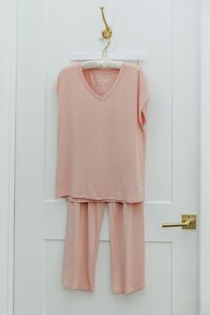 This luxury two piece loungewear set is cozy, comfortable & buttery. soft. Wear as pajamas or loungewear. Made from silky-soft sustainable bamboo for all the comfort. Our sleepwear looks elegant, feels luxurious and is cooling, phenomenally soft, and ultra-comfortable. Cropped jogger bottoms feature curved hems to the ankle making them the perfect length for any height. A drawstring waist tie allows adjustment for just the perfect fit. Plus pockets make these a great lounge pant. Paired with a r Comfortable Soft Touch Sleepwear For Loungewear, Comfortable Soft Touch Solid Color Sleepwear, Comfortable Solid Color Sleepwear With Soft Touch, Solid Comfortable Sleepwear With Soft Touch, Relaxed Fit Sleepwear With Soft Touch For Relaxation, Comfortable Solid Color Soft Touch Sleepwear, Soft Cotton Sleepwear For Loungewear, Cotton Sleepwear With Soft Touch For Loungewear, Soft Cotton Sleepwear