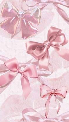 pink bows and ribbons on white background