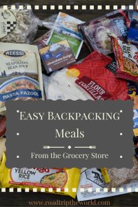 a pile of food with the words easy backpacking meals from the grocery store