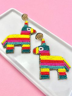 Super fun colorful piñata beaded earrings! Earrings are nickel-free, surgical steel with felt-back making them very lightweight and great for all-day wear! Novelty Multicolor Jewelry For Birthday, Colorful Beaded Earrings For Gifts, Multicolor Dangle Beaded Earrings For Celebrations, Fun Colorful Beaded Earrings For Gifts, Cute Multicolor Beaded Earrings, Fun Handmade Beaded Earrings For Party, Fun Colorful Beaded Earrings For Gift, Festival Celebration Beaded Earrings, Multicolor Beaded Earrings For Festivals And Gifts