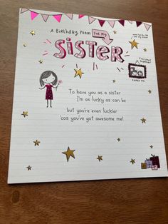 a birthday card for a sister