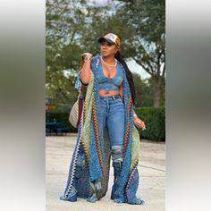 Coming Soon One Size Fits Most Black Kimono Outfit, Afro Boho Fashion, Long Cardigan Sweater, African Fashion Traditional, Fringe Cardigan, Boho Chic Outfits, Latest African Fashion Dresses, Cute Swag Outfits, Long Sweaters Cardigan