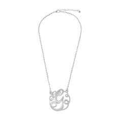 Silver toned fine chain necklace with a silver toned monogrammed initial "G" pendant stationed at the bottom. This necklace has a 16-inch chain with an additional 3-inch extender chain for extra length, and a lobster clasp. Classic Silver Chain Necklace With Initial Pendant, Classic Silver Initial Pendant Chain Necklace, Anniversary Monogram Necklace, Silver Pendant Necklace With Monogram, Silver Monogram Pendant Necklace, Silver Cable Chain Necklace With Initial Pendant, Silver Initial Necklace With Cable Chain As Gift, Elegant Silver Monogram Initial Necklace, White Gold Charm Necklaces With Initials