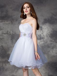 A-line/Princess Sweetheart Ruffles Sleeveless Short Organza Dresses Princess Sleeveless Dress For Prom Season, Princess Style Sleeveless Dress For Prom Season, Princess Style Sleeveless Dress For Prom, Princess Style Sleeveless Debutante Ball Dresses, Princess Style Sleeveless Dress For Debutante Ball, Princess Style Sleeveless Dress With Fitted Bodice, Sleeveless Dress With Sweetheart Neckline For Wedding, Heart-shaped Neckline Dress For Debutante Ball, White Sleeveless Homecoming Dress