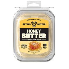 a package of honey butter on a white background